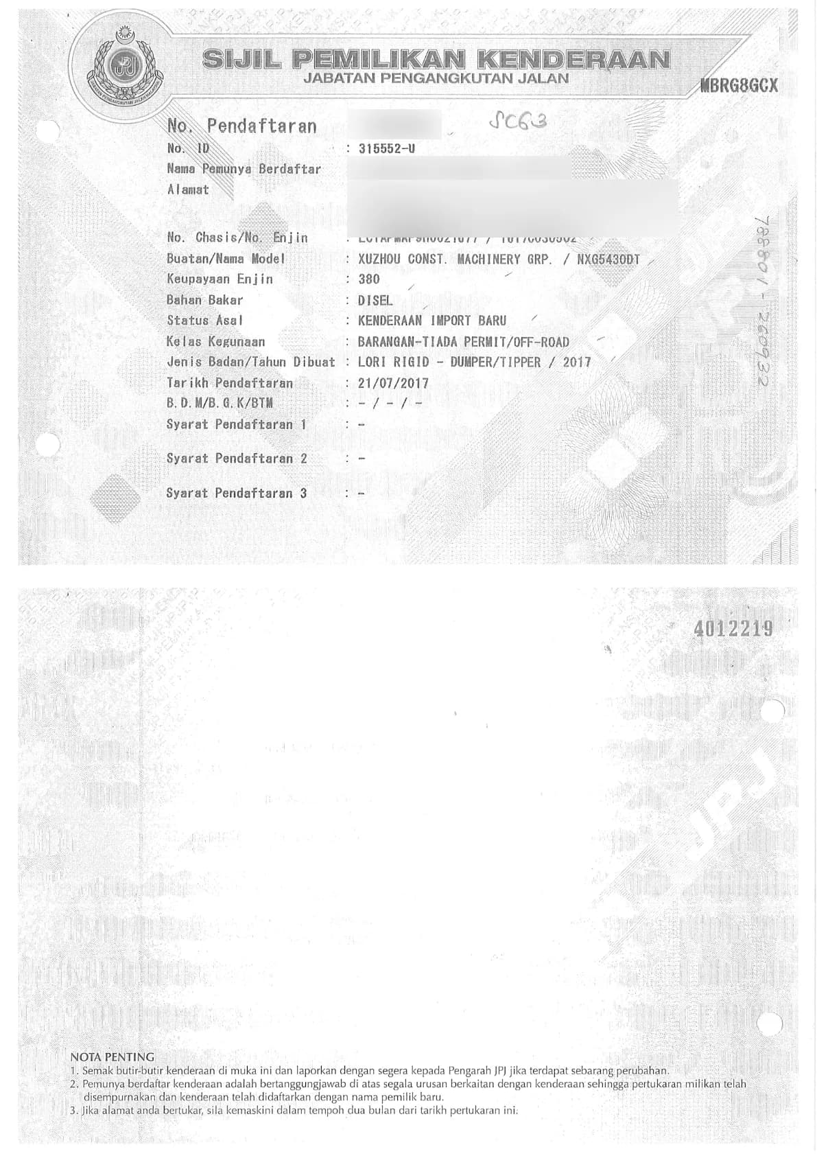 XCMG | Dump Truck | NXG5430DT | 2017 | USED | SC63 - Thumbnail 6