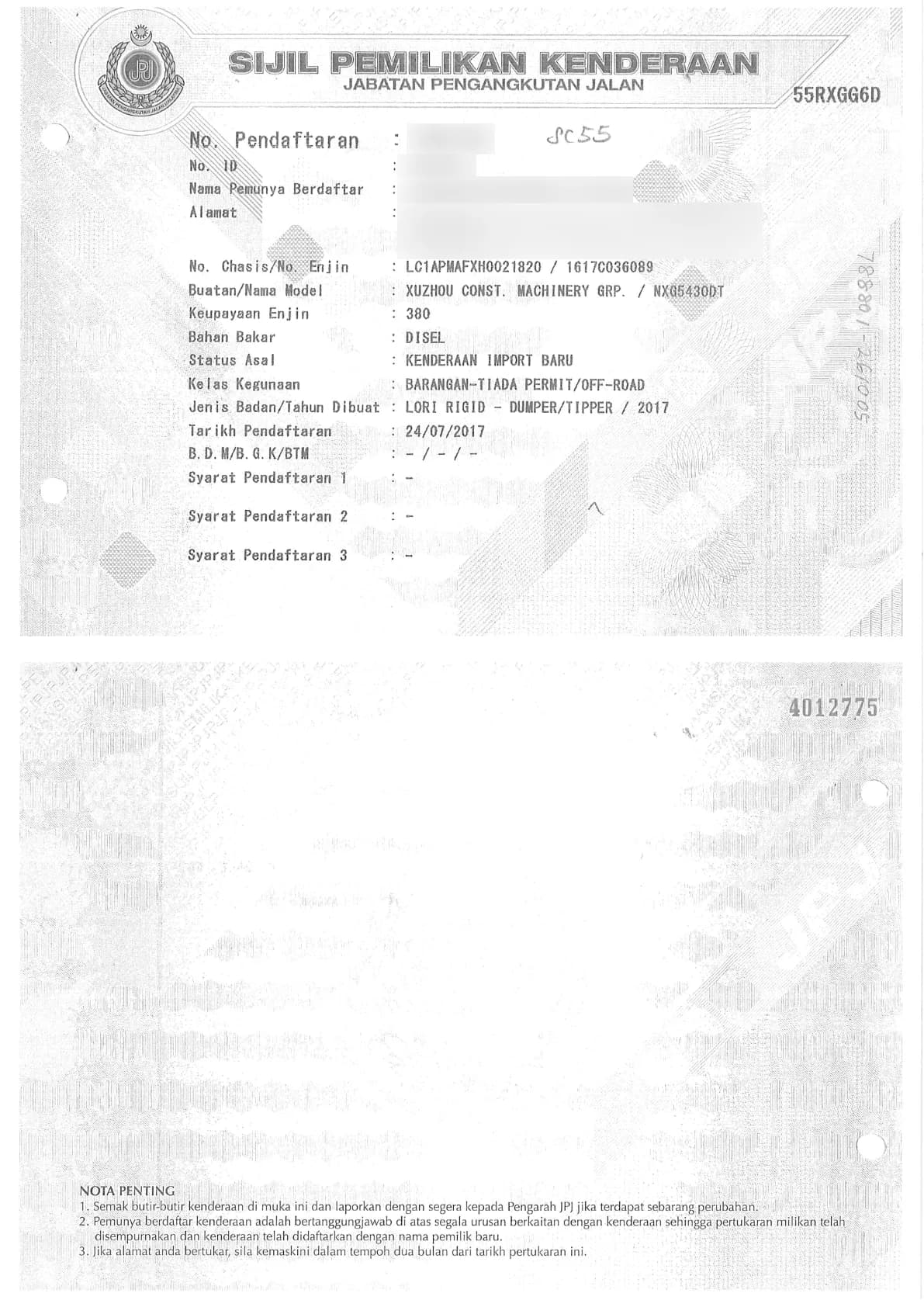 XCMG | Dump Truck | NXG5430DT | 2017 | USED | SC55 - Image 9