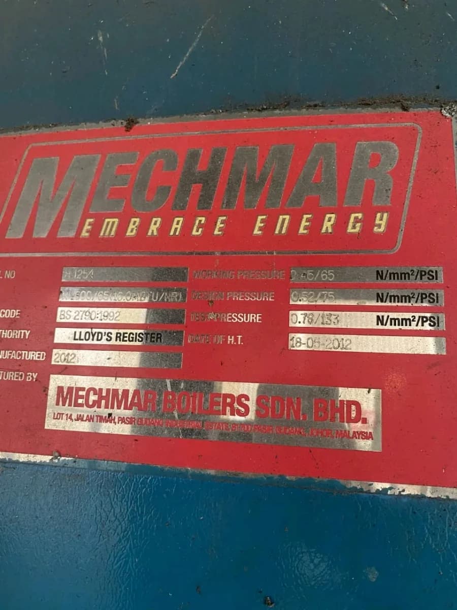 MECHMAR Industrial Boiler SLMD 2000 | Used Steam Generation - Image 4