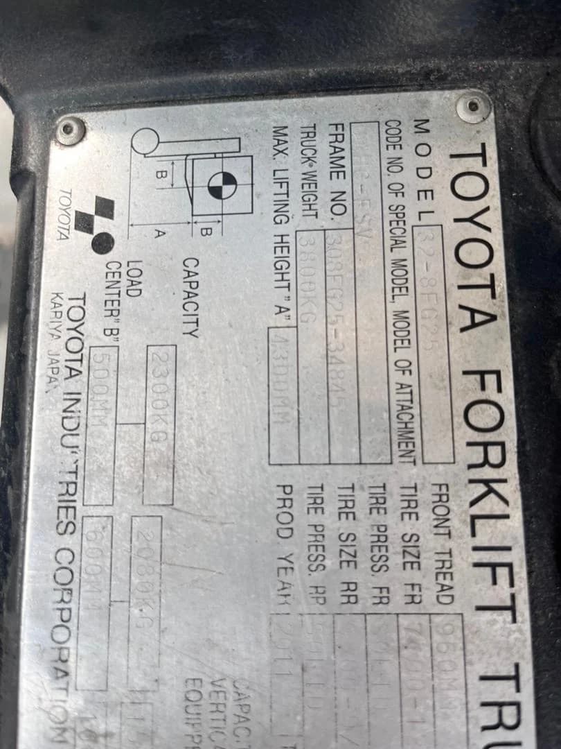Toyota | Forklift | 32-8FG25 | 2018 | Used -- Hydraulic & Gearbox Leaking, work well! - Image 6
